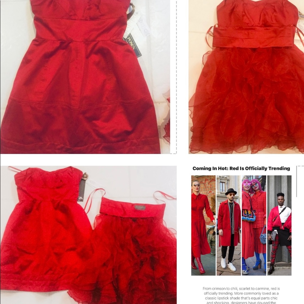 ZAC POSEN COLLABORATION WITH TARGET SATIN& SHEER RED EVENING DRESS , WEAR 3 WAYS